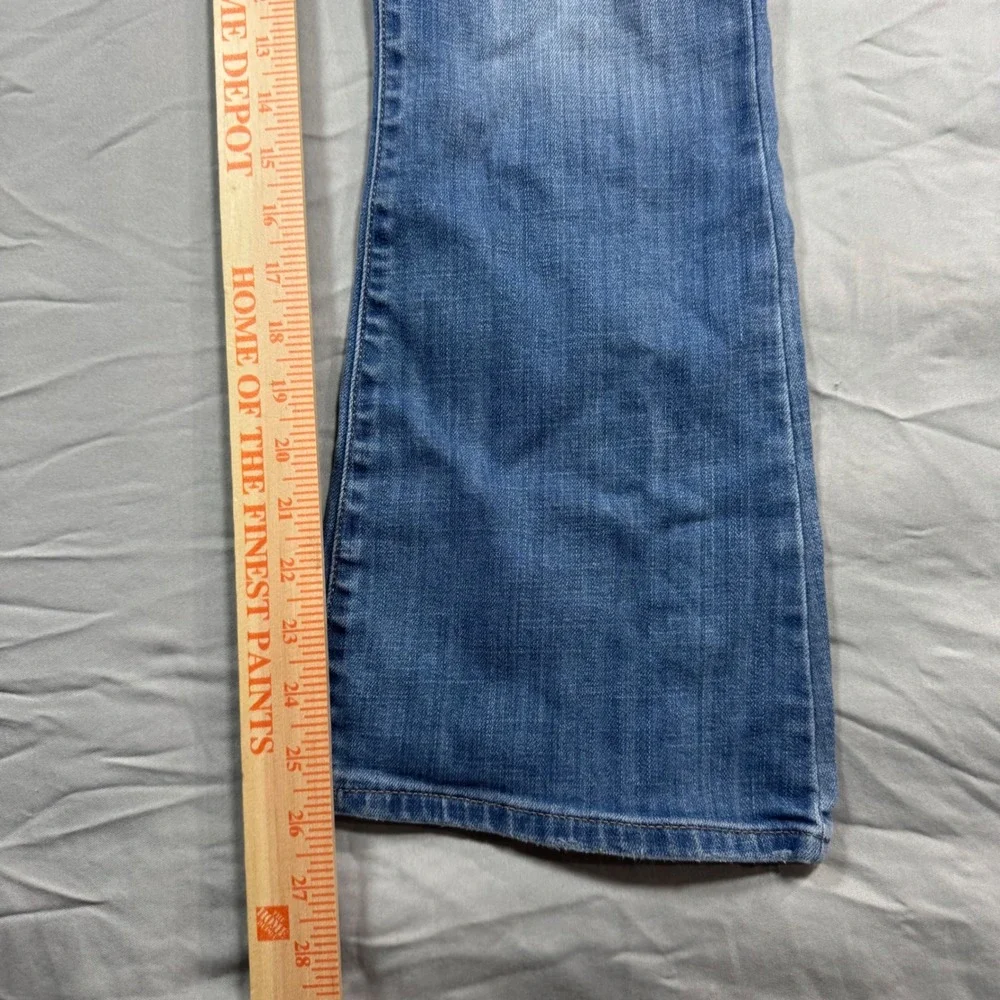 Lee Womens High Rise Flare Jeans Blue Distressed Button Fly Size 29x26